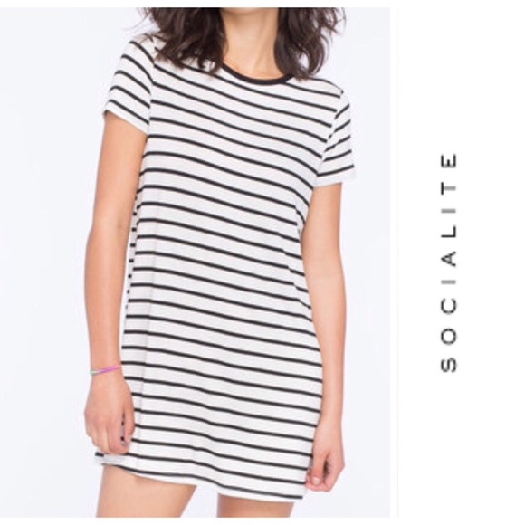 Socialite Dresses & Skirts - ⭐️ Socialite Black White Stripe Mini Shirt Dress